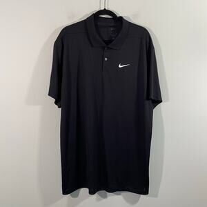Nike Men Black Solid Victory Dri-fit Short Sleeve Lightweight Golf Polo Size XXL